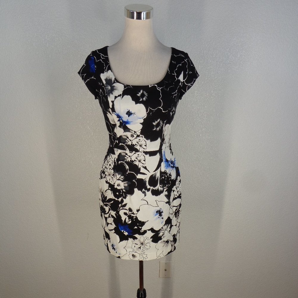 White House Black Market Womens 2 Sheath Cocktail Dress Floral Square Neck